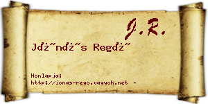 Jónás Regő névjegykártya